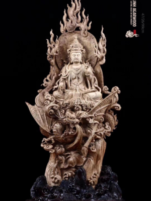 Bodhisattva Statue Riding Dragon Agarwood